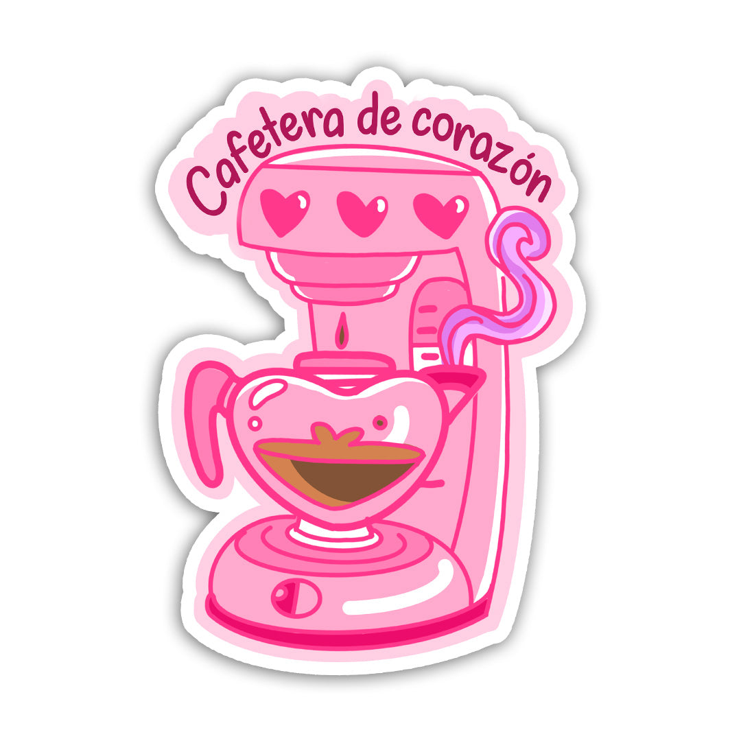 Cafetera de Corazón (Sticker Laminado)