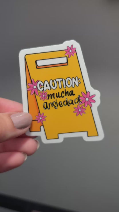 Caution: Mucha Ansiedad (Sticker Laminado)